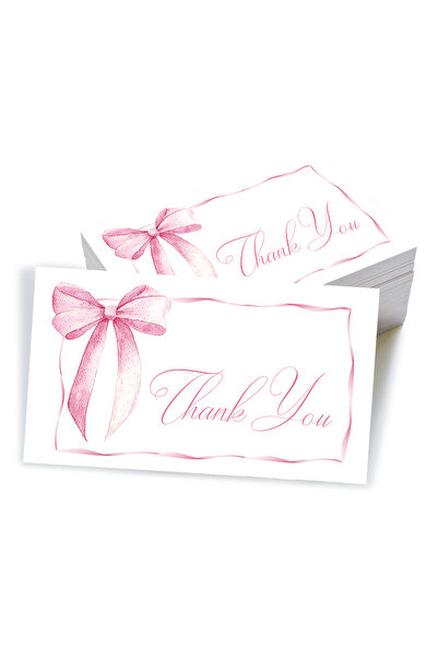Choice1 style 1 50pcs Thank You Cards With Pink Ribbon Design,For Wedding,Bir...