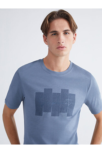 LC Waikiki Ανδρικό μπλουζάκι XSIDE Crew Neck με στάμπα χτενισμένο βαμβακερό