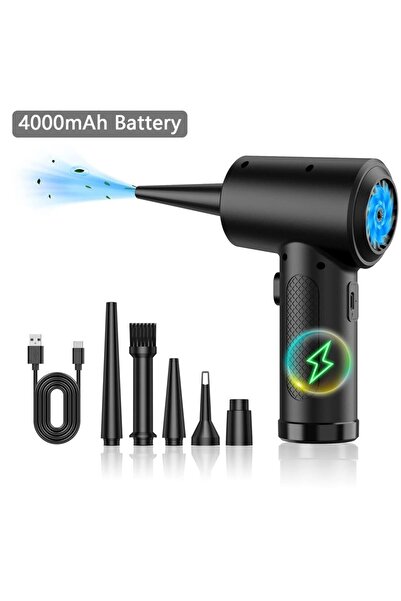 Choice1 منفاخ هواء مضغوط أسود اللون بسعة 4000 مللي أمبير، يعمل بالكهرباء وقاب...