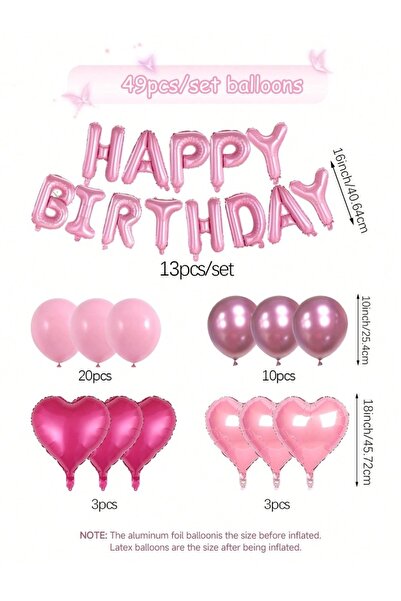 Choice1 Other Pink 43pcs/Set 16-Inch Silver Happy Birthday Letter Foil Ballo ...