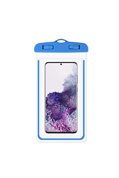 Choice جراب هاتف أزرق شفاف مقاوم للماء مصنوع من مادة PVC، مزود بشاشة لمس مضيئ...