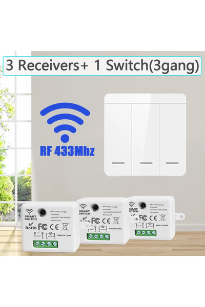 Choice7 3 Receiver 1 Switch 86 Wireless Light Wall Switch RF 433Mhz Remote Co...