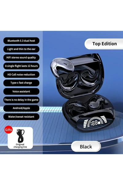 Choice سماعات رأس رياضية لاسلكية باللون الأسود عالية الجودة TWS مزدوجة الأذن ...