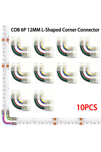 Choice1 10PCS 6pin 12mm COB COB LED Connector L Shape 8 10 12mm Connection So...