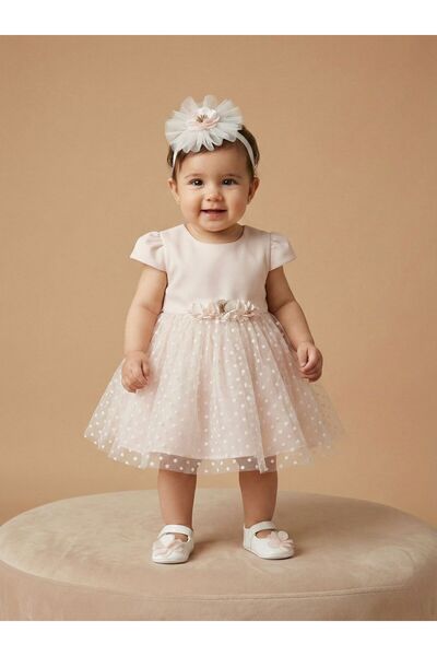 Alesayi_kids Dress with hair tie and boots, sizes 6-24 months