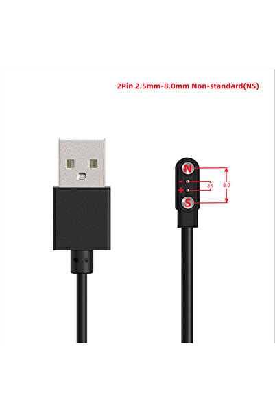 Choice11 شاحن USB مغناطيسي أسود (2.5 مم - 8 مم) لساعات ذكية، كابل شحن ثنائي أ...
