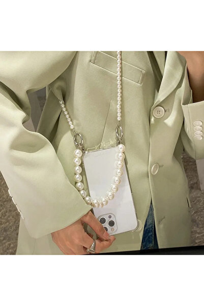 Choice25 سوار شفاف من اللؤلؤ، سلسلة، قلادة كروسبودي، حبل تعليق ، غلاف هاتف آي...