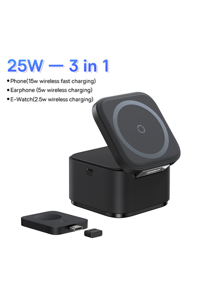 Choice1 قاعدة شحن لاسلكية مغناطيسية 3 في 1 من BASEUS، لون أسود، تدعم الشحن ال...