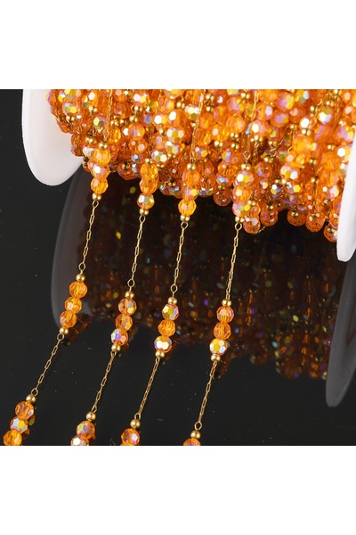 Choice1 Orange 1Meter Stainless Steel Colorful Crystal Beading Chain for DIY ...