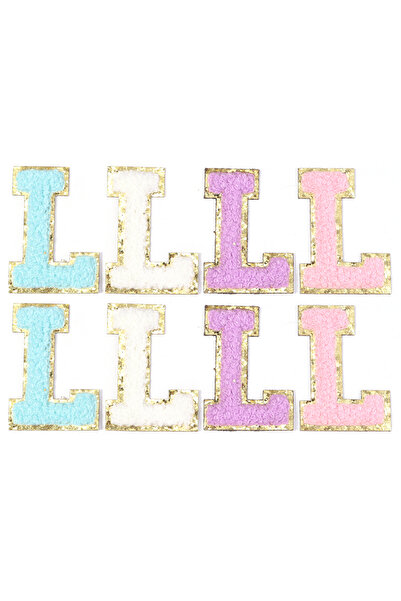 Choice4 مجموعة من 8 قطع من رقع الحروف الوردية، رقع تطريز أبجدية ذاتية اللصق، ...