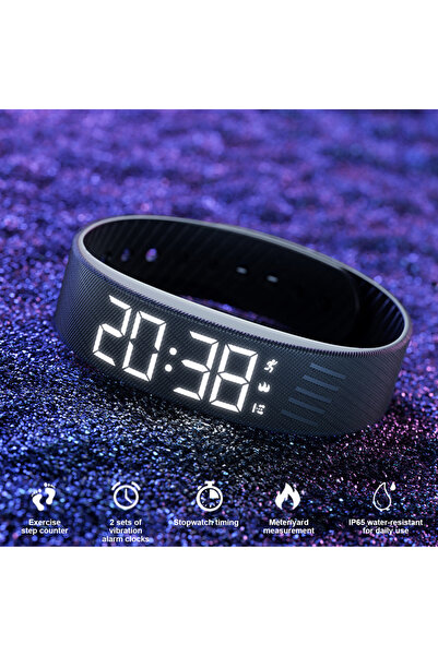 Choice3 سوار ذكي أسود اللون، مزود بمنبه اهتزازي وعداد خطوات، مع منبه اهتزازي ...