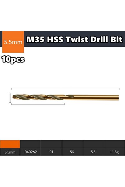 Choice16 10 قطع من رؤوس مثقاب أزرق بلون الكوبالت M43 HSS Co، بأقطار 5.5 مم و1...