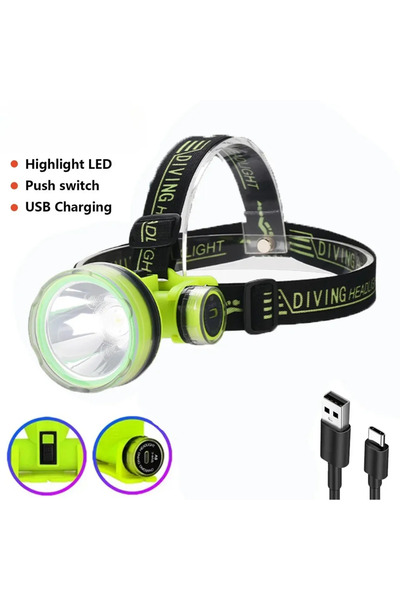 Choice4 مصباح رأس غوص LED قابل لإعادة الشحن من هايناست بي، قطعة واحدة، ضوء قو...