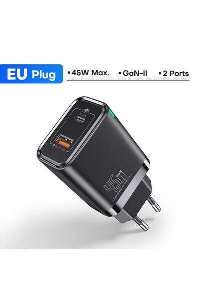 Choice 45W EU PLUG QOOVI GaN 45W Charger USB Type C Fast Charging PD Wall Ada...