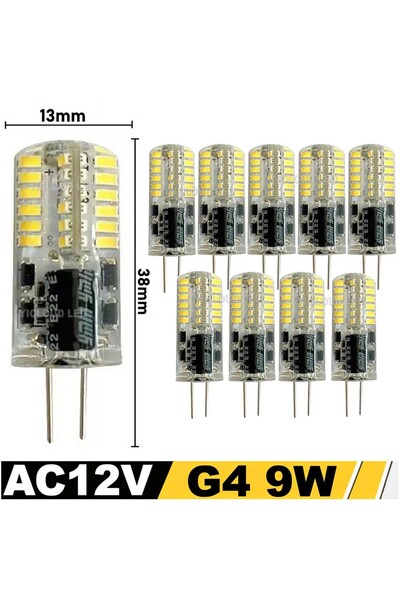 Choice9 مصباح LED أبيض دافئ 12 فولت تيار متردد 9 واط، 10 قطع، G4، 12 واط، 9 و...
