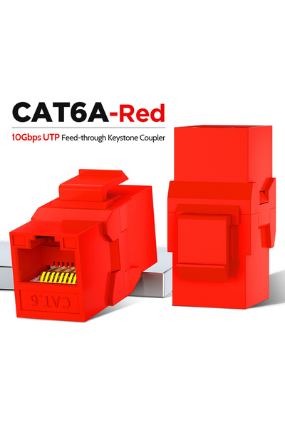 Choice5 1pcs CAT6 Red CAT6A RJ45 Inline Coupler Keystone Jack, AMPCOM RJ45 Ca...
