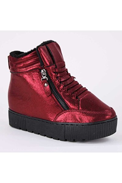 mm Women's boots, with platform and hidden heel and side zippers BBK-25-WINE