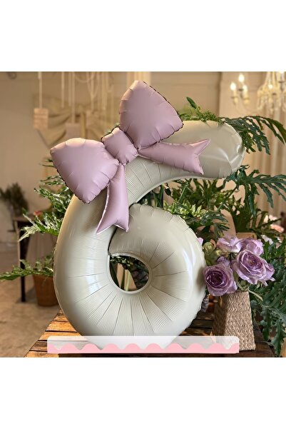 Choice6 Number 32inch HG9183-6 2 pcs/set 32inch cream digital with pink bow a...