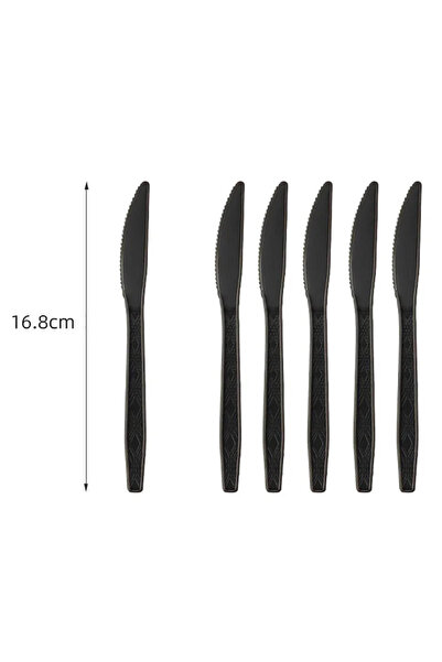 Choice 24pcs knives Solid Black Theme Tableware Birthday Party Disposable Cut...