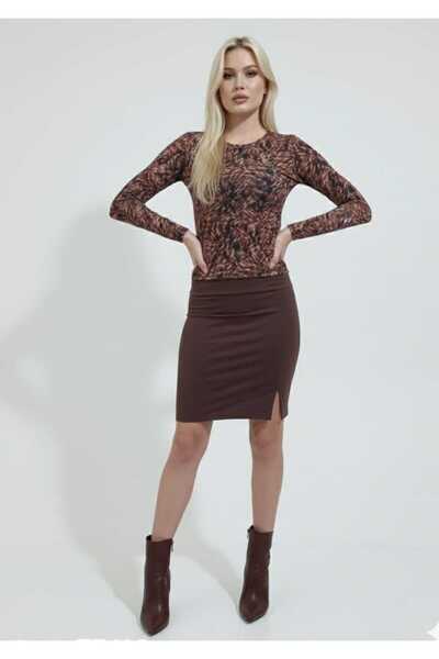ROAVA Women's Badi Skirt Set Lycra Fabric Brown Color