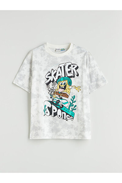 LC Waikiki LCW Kids Beyaz Bisiklet Yaka Sünger Bob Baskılı Erkek Çocuk Tişört...