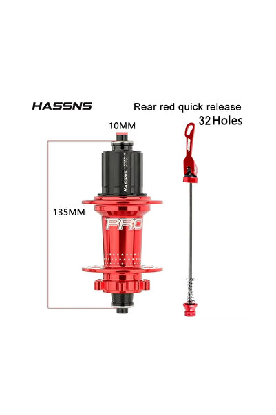 HASSNS Pro7 32H Bisiklet Göbek 32 Delik Arka Jant Göbeği Kırmızı Renk