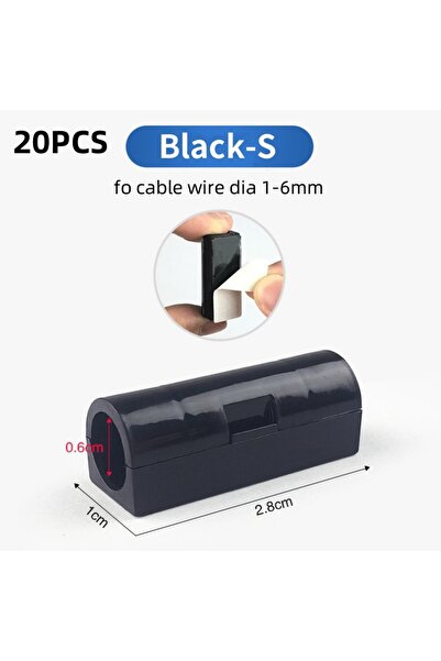 Choice6 20 قطعة أسود - 5/20 قطعة مشبك منظم كابلات، حامل أسلاك، إدارة كابلات ذ...