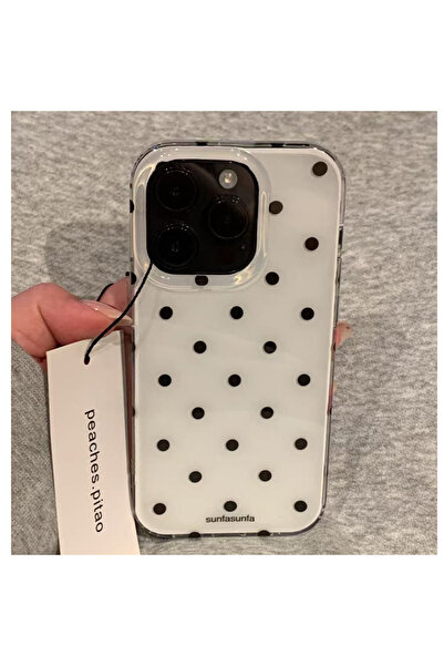 Choice26 غلاف هاتف بتصميم بسيط باللونين الأسود والأبيض منقّط، متوافق مع آيفون...