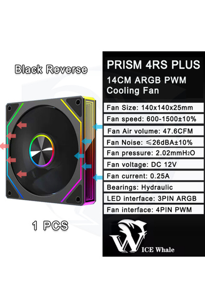 Choice10 A-RGB Other BK Reverse 1PCS ICE Whale Prism 4RS Plus ARGB PC Case Fa...