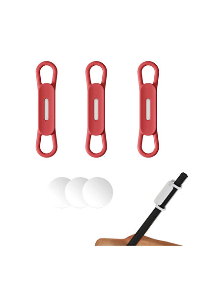 Choice1 3 قطع حامل أقلام مغناطيسي أحمر اللون (1-5 قطع)، حامل أقلام سيليكون قا...