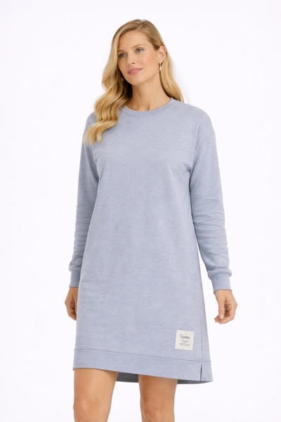 Günpa Collection Günpa 176-12-25 Women's Crew Neck Long Sleeve Tunic Dress wi...