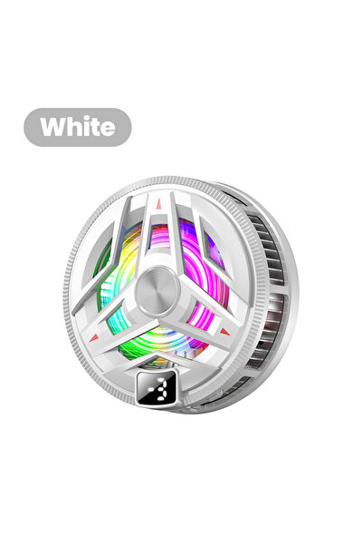 Choice مبرد هاتف مغناطيسي أبيض شبه موصل مزود بإضاءة RGB وشاشة رقمية ومروحة تب...