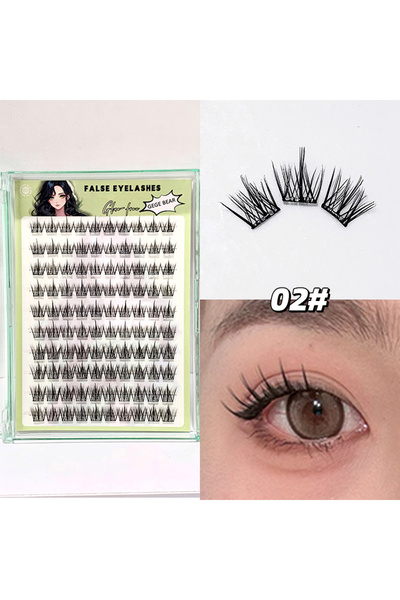 Choice5 GX3017-2 GegeBear Natural Segmented Glue-Free False Eyelashes Large-C...