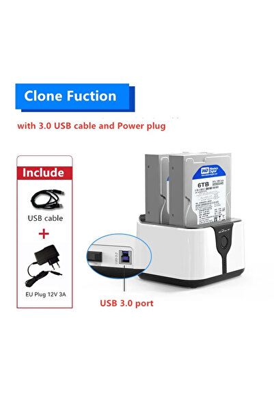 Choice1 HD05 EU plug Blueendless 2 Bay HDD Box Case HDD Dking Station SSD cas...