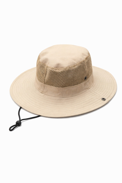 DaphKids Unisex Outdoor Safari Hat Beige Mesh Detailed Sun Protection Hat - C...