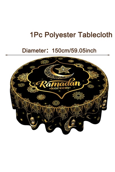 Choice Round-150cm Ramadan Decor Tablecloth EID Mubarak Decoration 2026 For H...