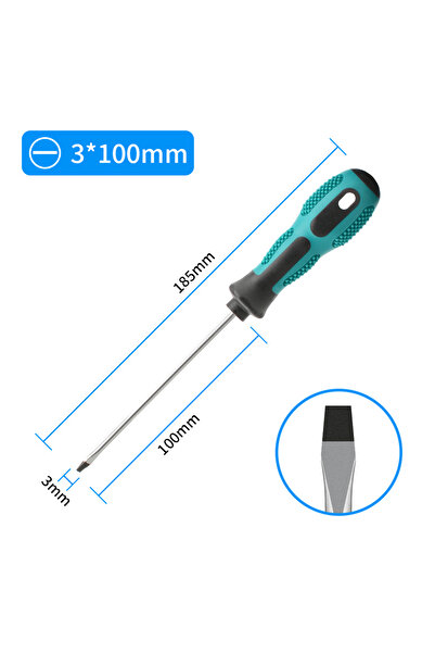 Choice8 مفك براغي متعدد الوظائف برأس مسطح متقاطع، مقاس 3 × 100 مم، قطعة واحدة...