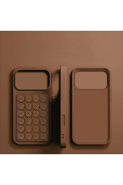 Choice جراب غلاف هاتف iPhone 17 Pro بني داكن مطور 2 في 1 مع حامل شفط، متوافق ...