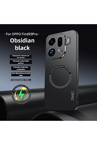 Choice5 غلاف هاتف مغناطيسي أسود من الكيفلار ماج سيف لهاتف أوبو فايند إكس 9 بر...