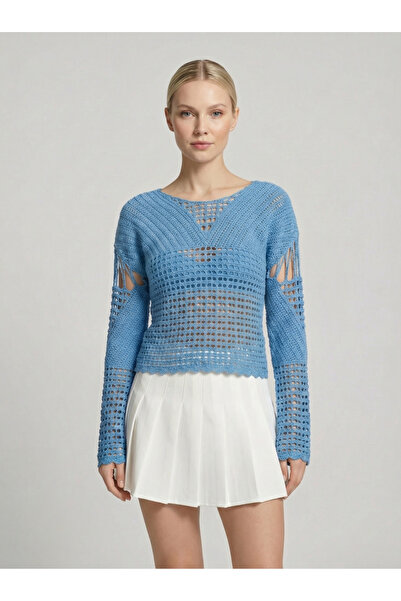 DM DİLAN MODA Women's Crochet Hole-Perforated Blouse, Standard Size