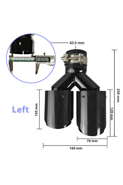 Choice10 63.5mm-76mm-Left Car Carbon Fiber Glossy Muffler Tip Y Shape Double ...