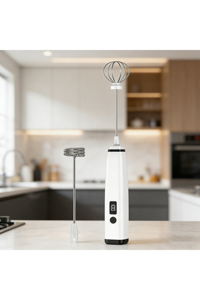 choice2 White Cordless Handheld Milk Frother for Camping Coffee Frother Recha...