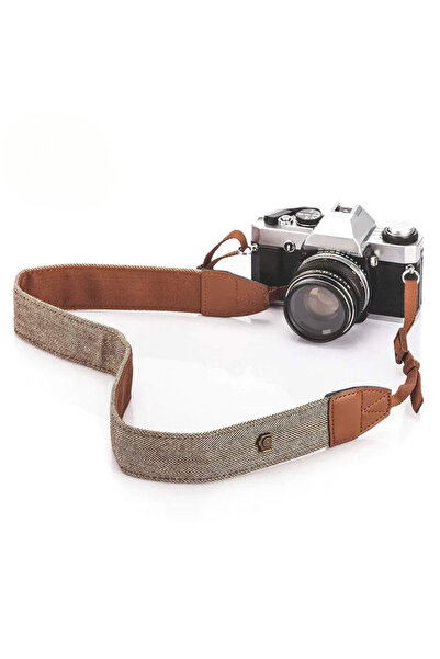 Choice حزام كاميرا بني محمول قابل للتعديل من قطن جلد، يُحمل على الكتف والرقبة...