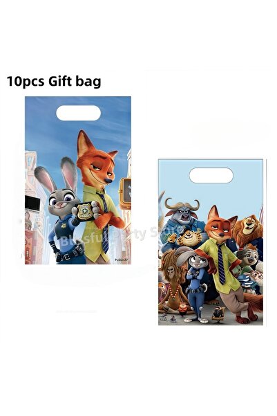 Choice 10pcs gift bag Zootopia Party Favors Slap Bracelets Keychain Stamp Pop...