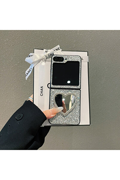 Choice8 غلاف هاتف فاخر أبيض لامع من جلد لهاتف Galaxy Z Flip 5، متوافق مع هوات...