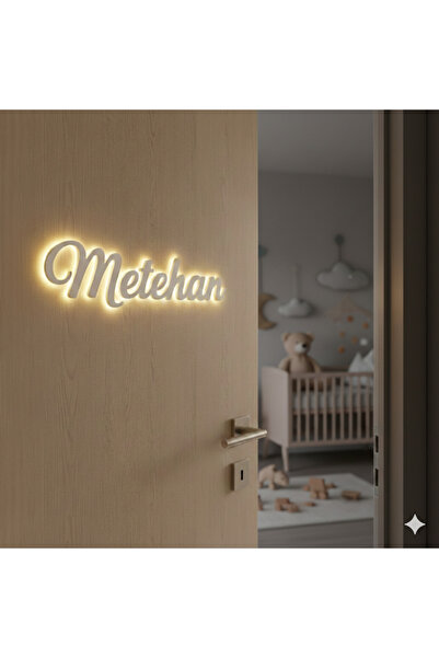 İKAN Kişiye Özel Ledli İsimlik Kapı Süsü | Bebek ve Çocuk Odası Dekoru | Gece...