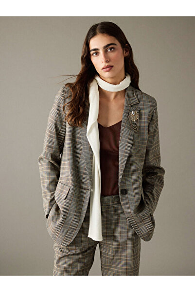 LC Waikiki Rmz Gi̇yi̇m Farkiyla Checkered Embroidered Women's Blazer Jacket