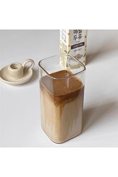 choice2 380ml glass cup Square Heat Resistant Coffee Glass Cup With Lid and S...