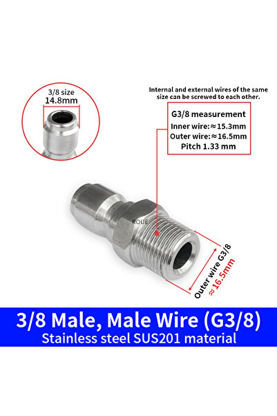 Choice1 STT318 3/8 Inch Stainless Steel Male and Female Quick Connector Kit P...