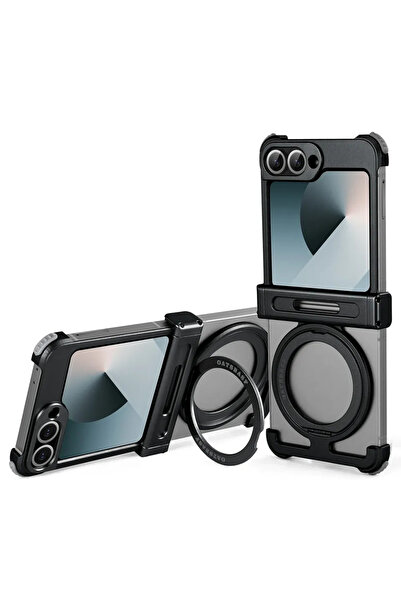 Choice غطاء هاتف Oatsbasf لـ Galaxy Z Flip6 باللون الأسود مع حماية 360 درجة °...